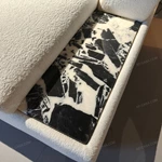 Modern L-Shaped Modular Boucle Sectional Sofa with Inset Marble Side Tables & Rounded Armrest Design